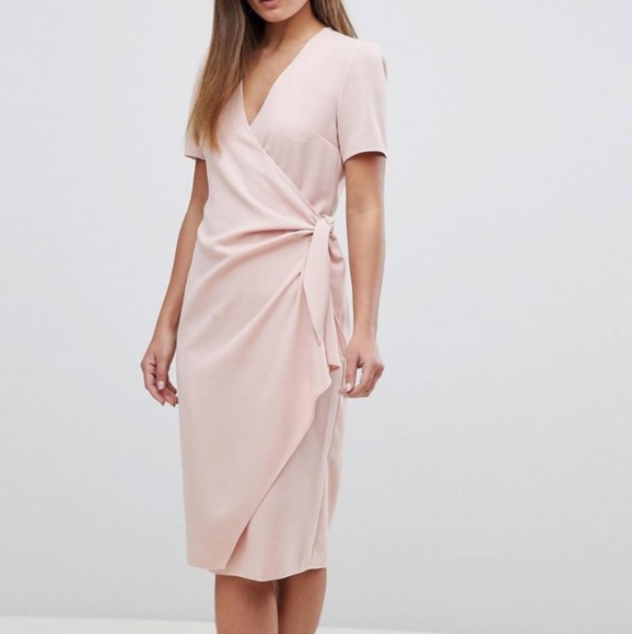 ASOS Dresses & Skirts - Blush Midi Wrap tie dress size 6